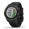 Garmin Approach S62 Premium GPS Golf Smartwatch - Black Ceramic Bezel with Black Silicone Band - Right Angle