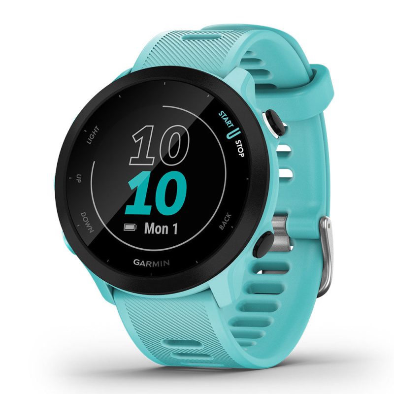 Garmin Forerunner 55 Beginner Running Watch - Aqua - Left Angle