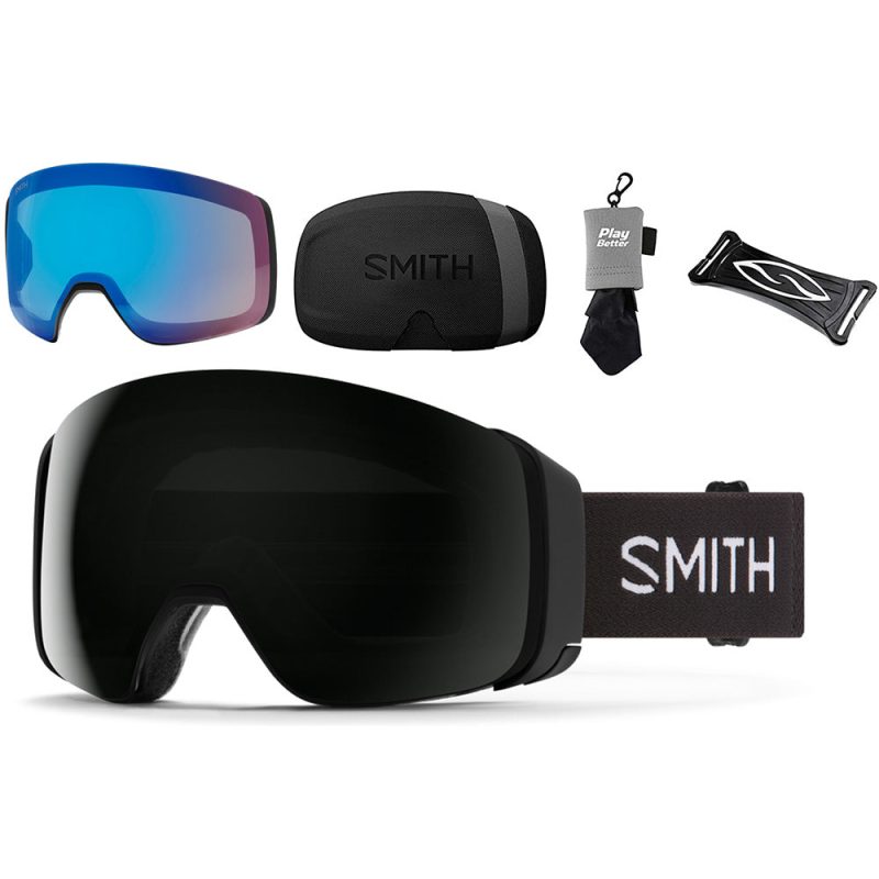 Smith Optics 4D Mag Snow Goggles Black Sun Black bundle