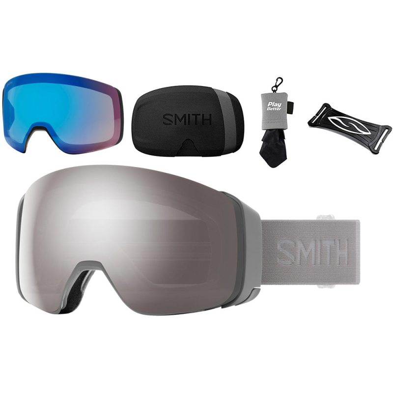 Smith Optics 4D Mag Snow Goggles Cloudgrey Platinum bundle