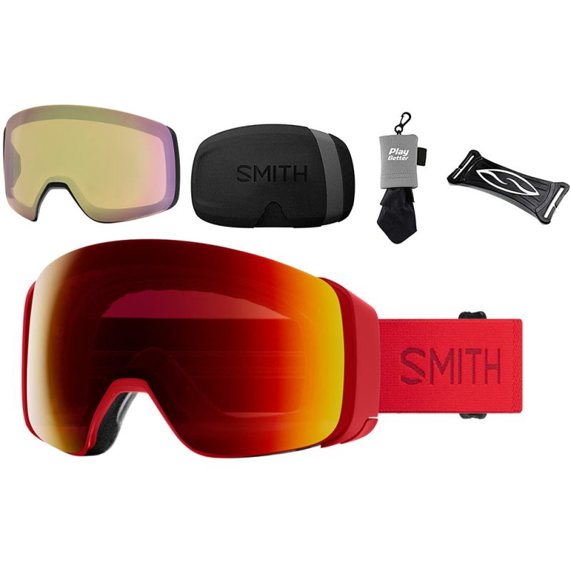 Smith Optics 4D Mag Snow Goggles Lava Sun Red bundle